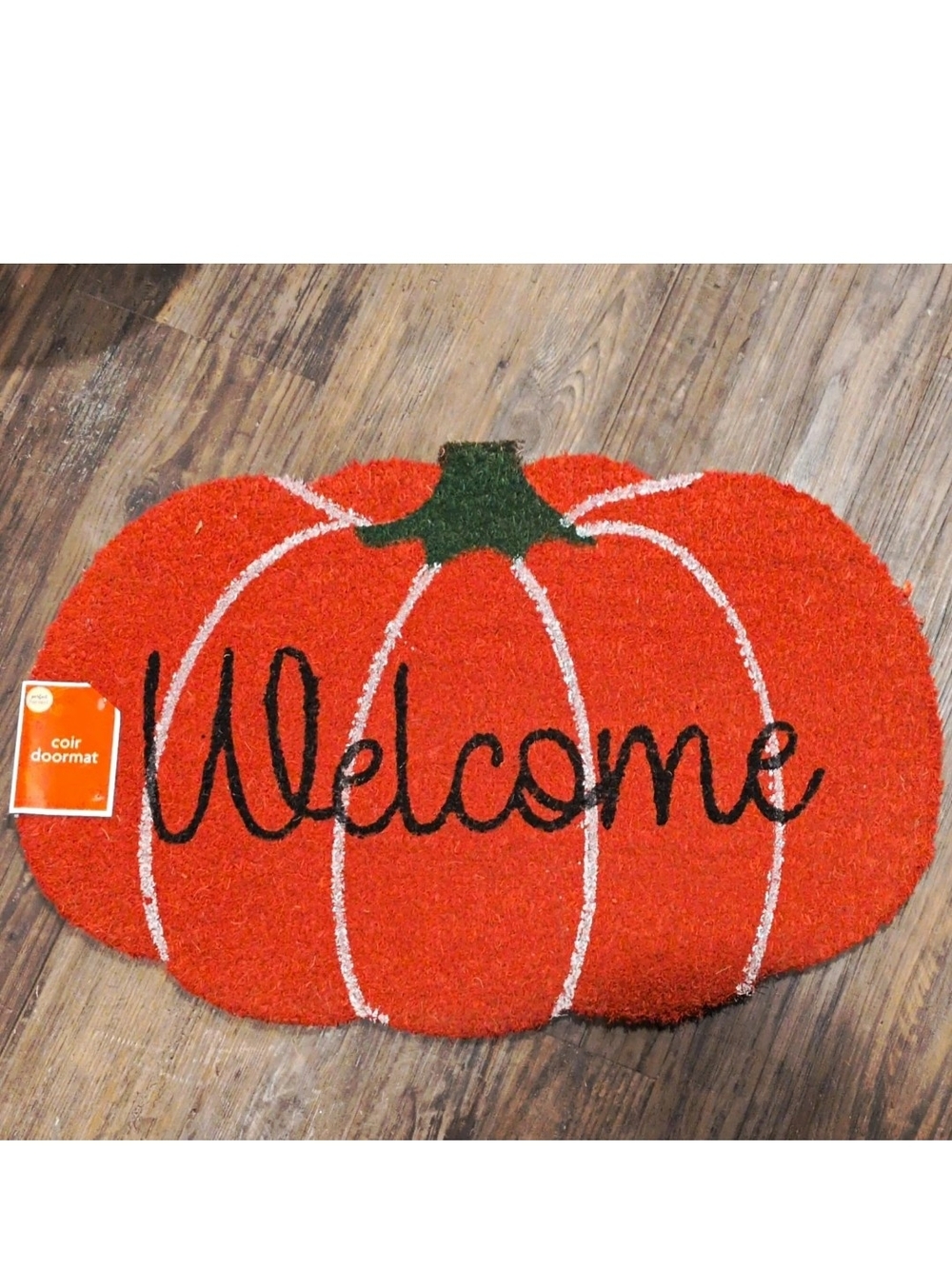 Welcome Pumpkin Coir Doormat - Orange